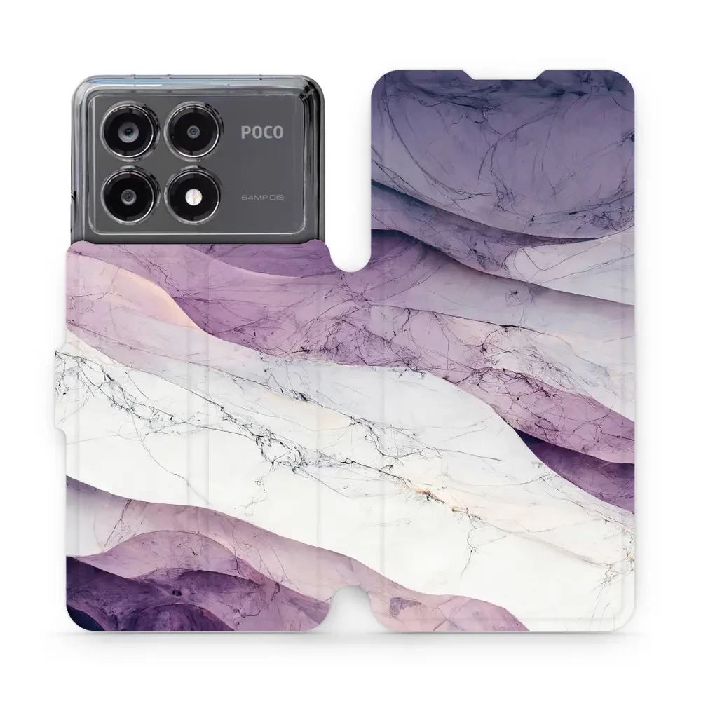 Flipové pouzdro Mobiwear - Xiaomi Poco X6 Pro 5G - VP31S Bílý a fialový mramor