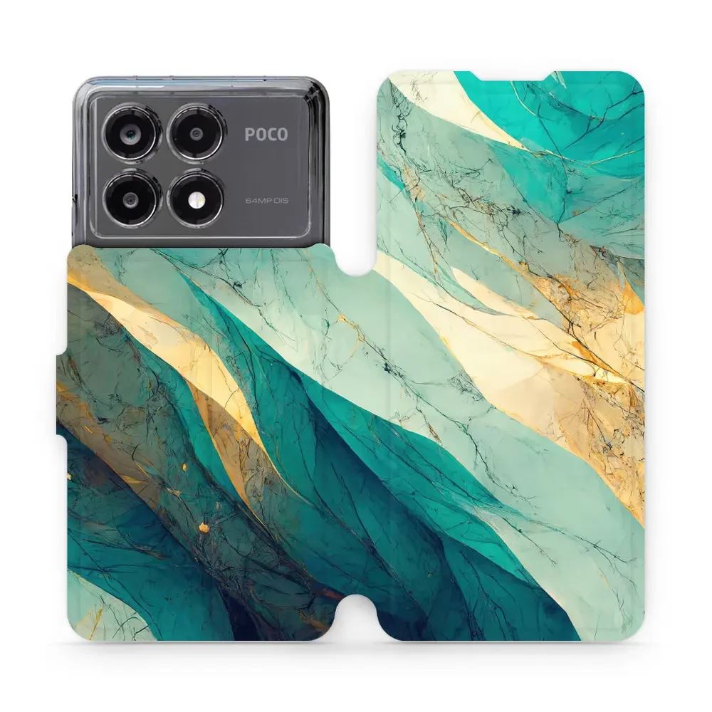 Flipové pouzdro Mobiwear - Xiaomi Poco X6 Pro 5G - VP37S Zlatavý a zelenkavý mramor