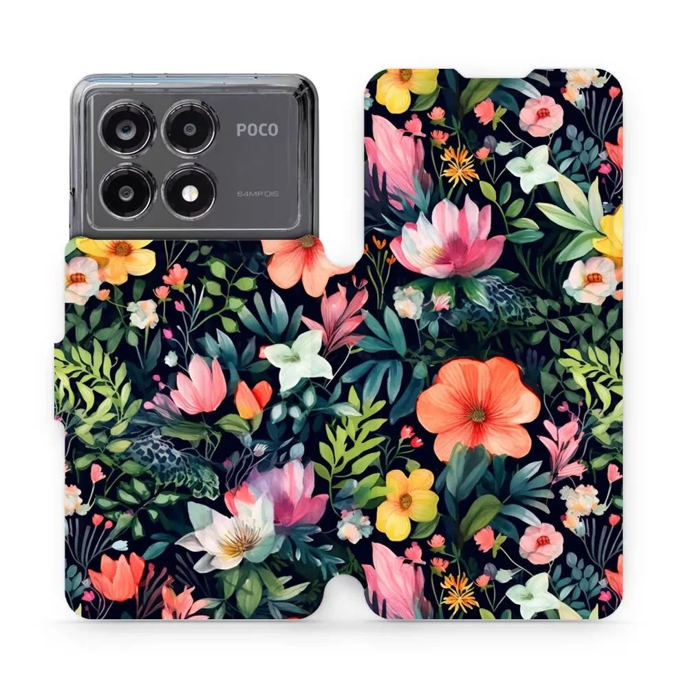 Flipové pouzdro Mobiwear - Xiaomi Poco X6 Pro 5G - VP48S Pestré kvítky