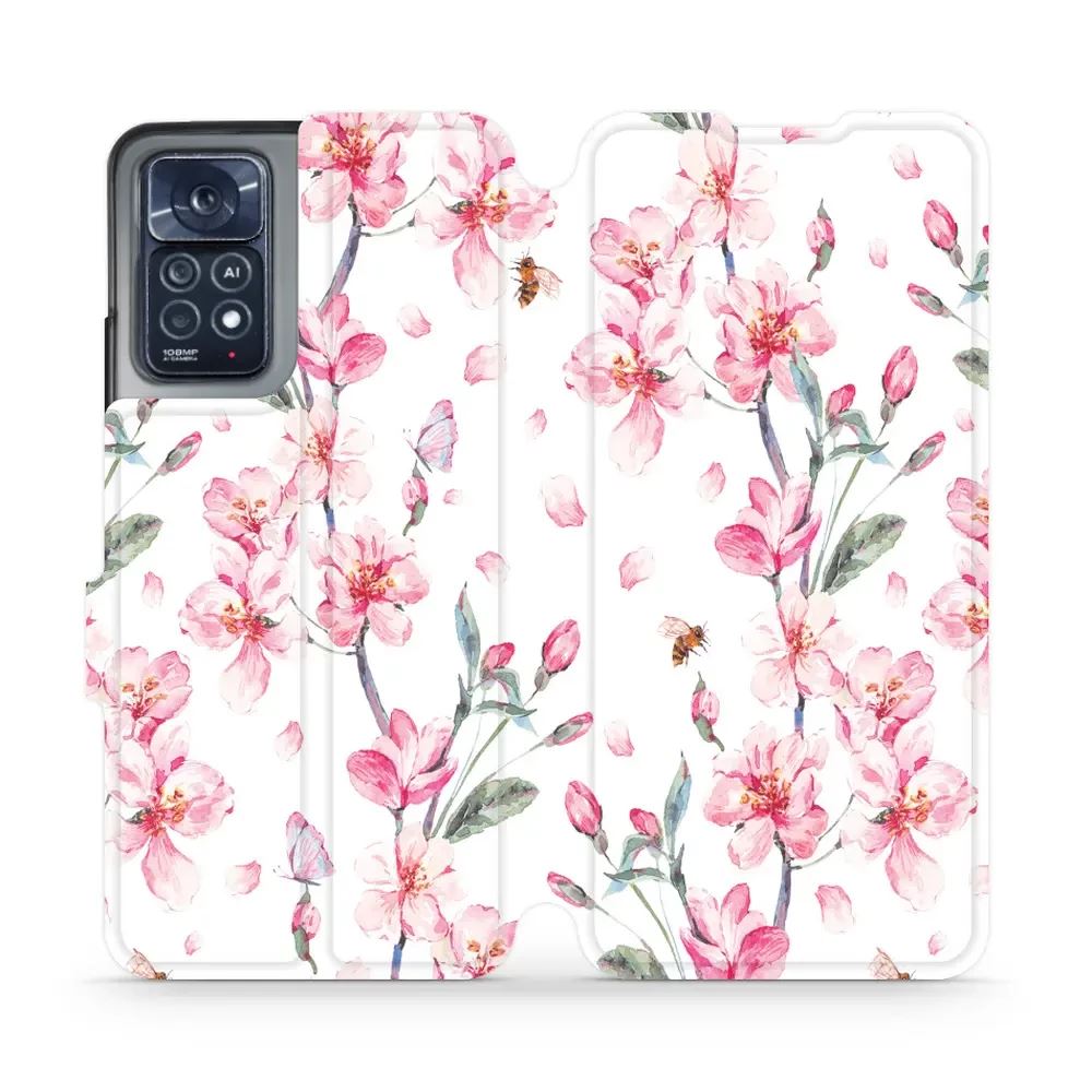 Flipové pouzdro Mobiwear - Xiaomi Note 12 Pro 4G - M124S Růžové květy