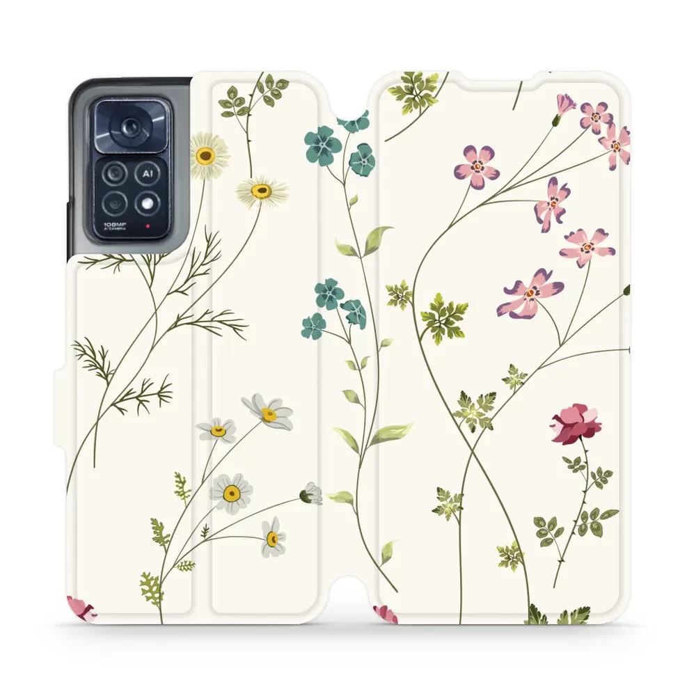Flipové pouzdro Mobiwear - Xiaomi Note 12 Pro 4G - MD03S Tenké rostlinky s květy