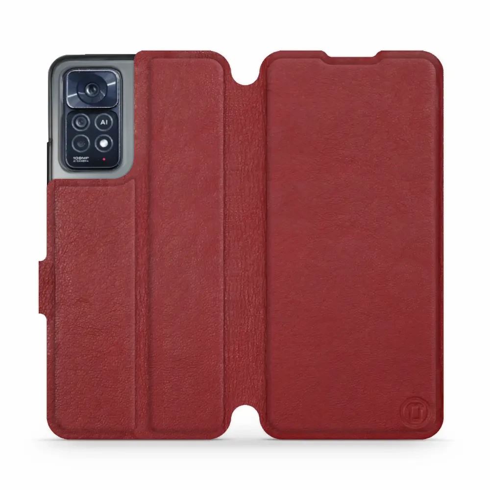 Kožené flip pouzdro Mobiwear - Xiaomi Note 12 Pro 4G - Tmavě červené