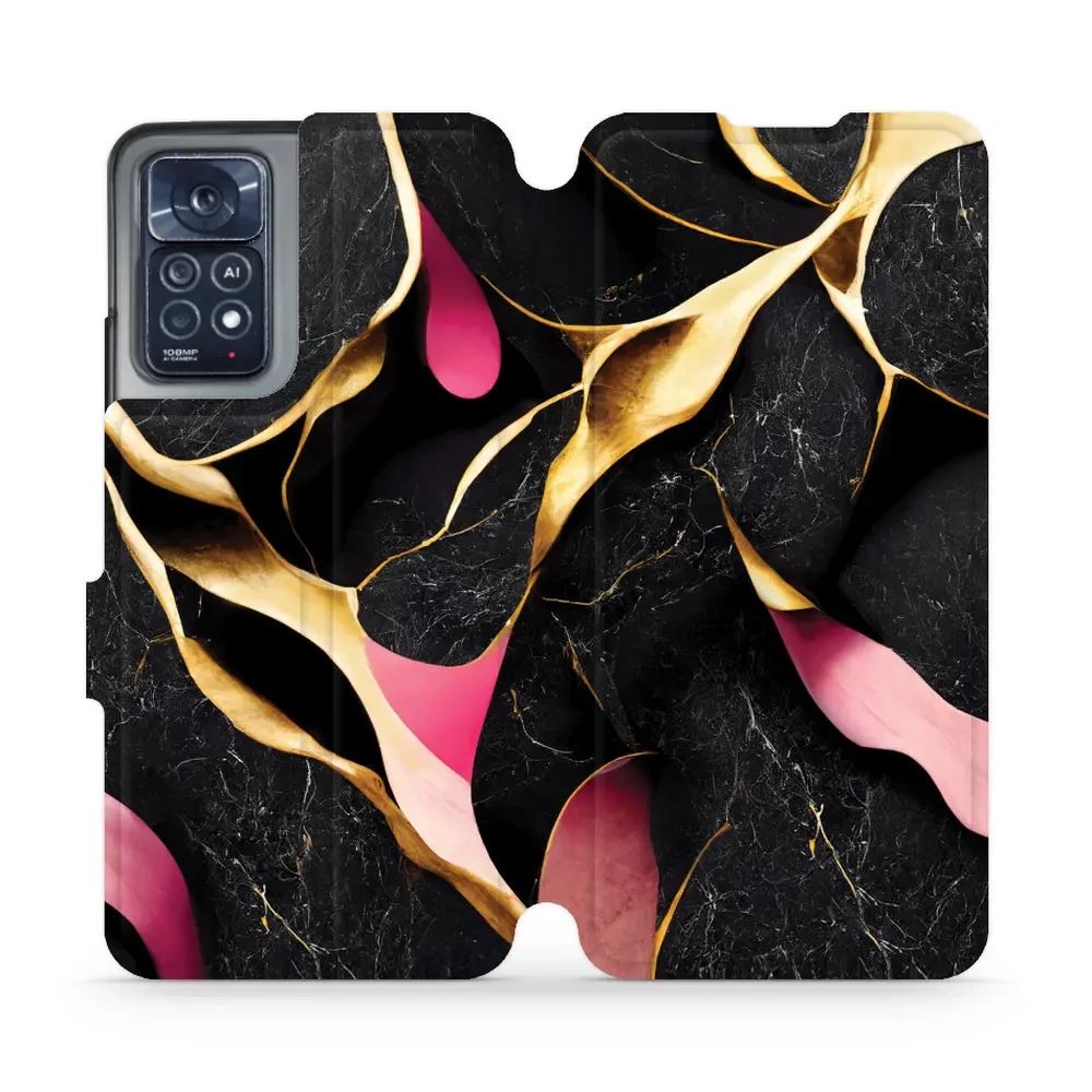 Flipové pouzdro Mobiwear - Xiaomi Note 12 Pro 4G - VP35S Černý a zlatavý mramor
