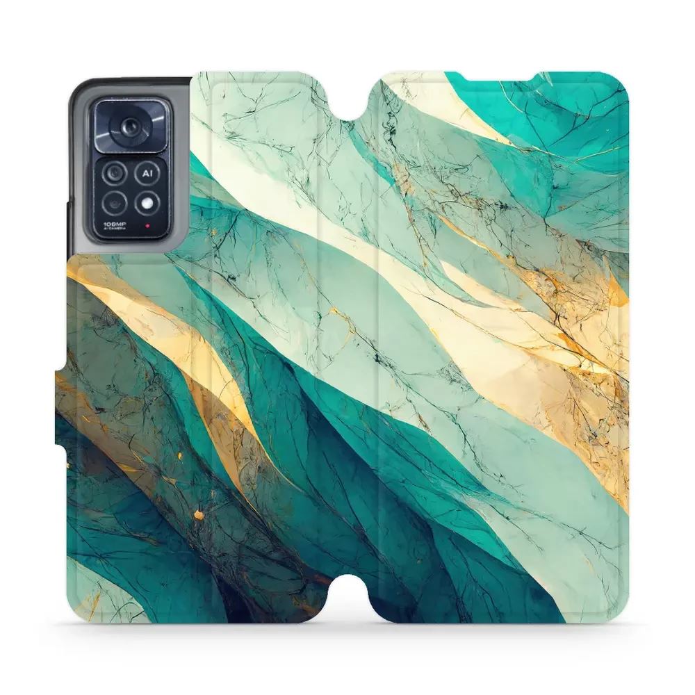 Flipové pouzdro Mobiwear - Xiaomi Note 12 Pro 4G - VP37S Zlatavý a zelenkavý mramor