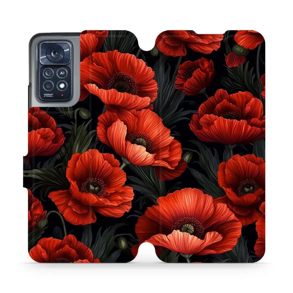 Flipové pouzdro Mobiwear - Xiaomi Note 12 Pro 4G - VP45S Temné červené květy