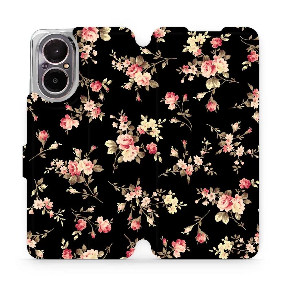 Flipové pouzdro Mobiwear - Realme C67 - VD02S Květy na černé