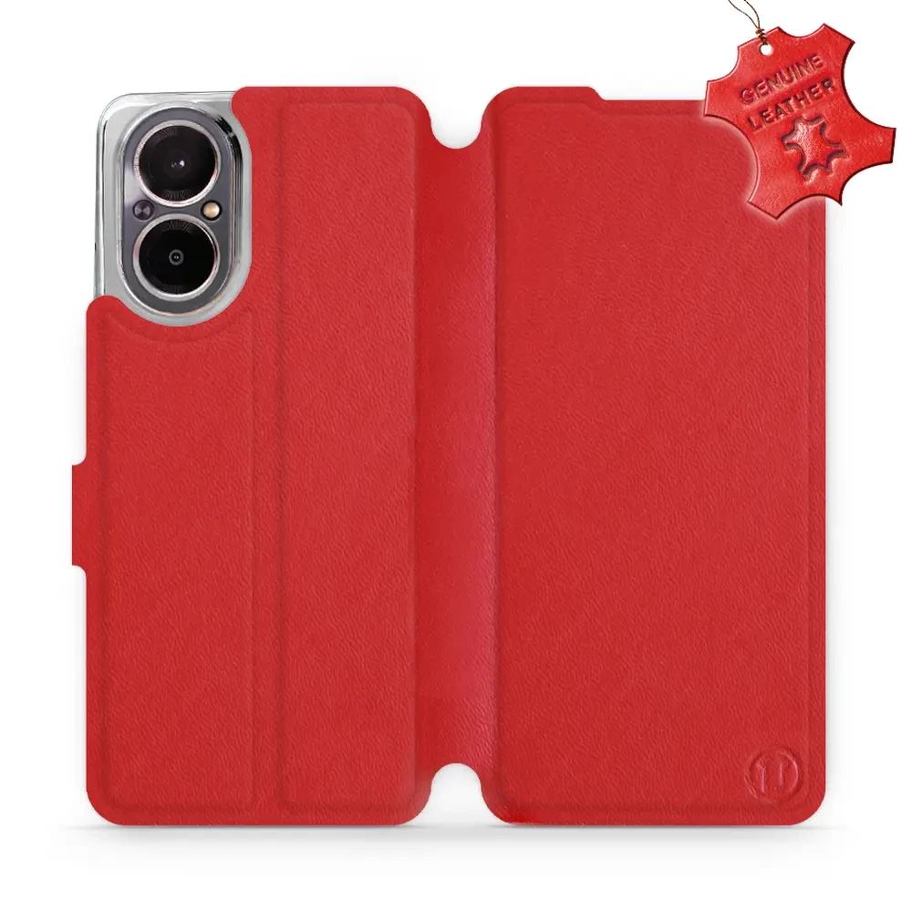 Kožené flip pouzdro Mobiwear - Realme C67 - Červené