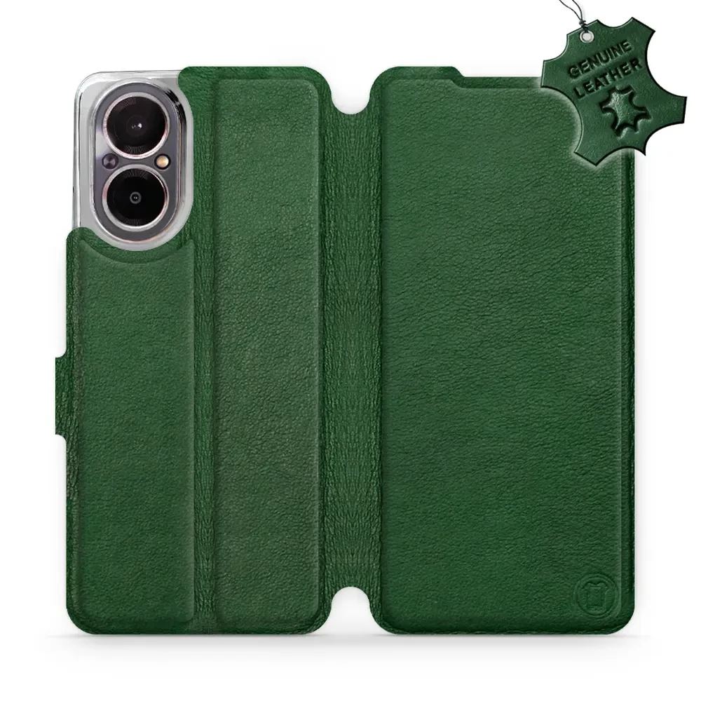 Kožené flip pouzdro Mobiwear - Realme C67 - Zelené