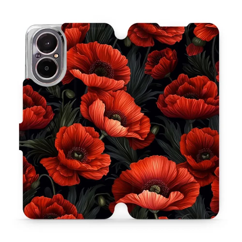 Flipové pouzdro Mobiwear - Realme C67 - VP45S Temné červené květy