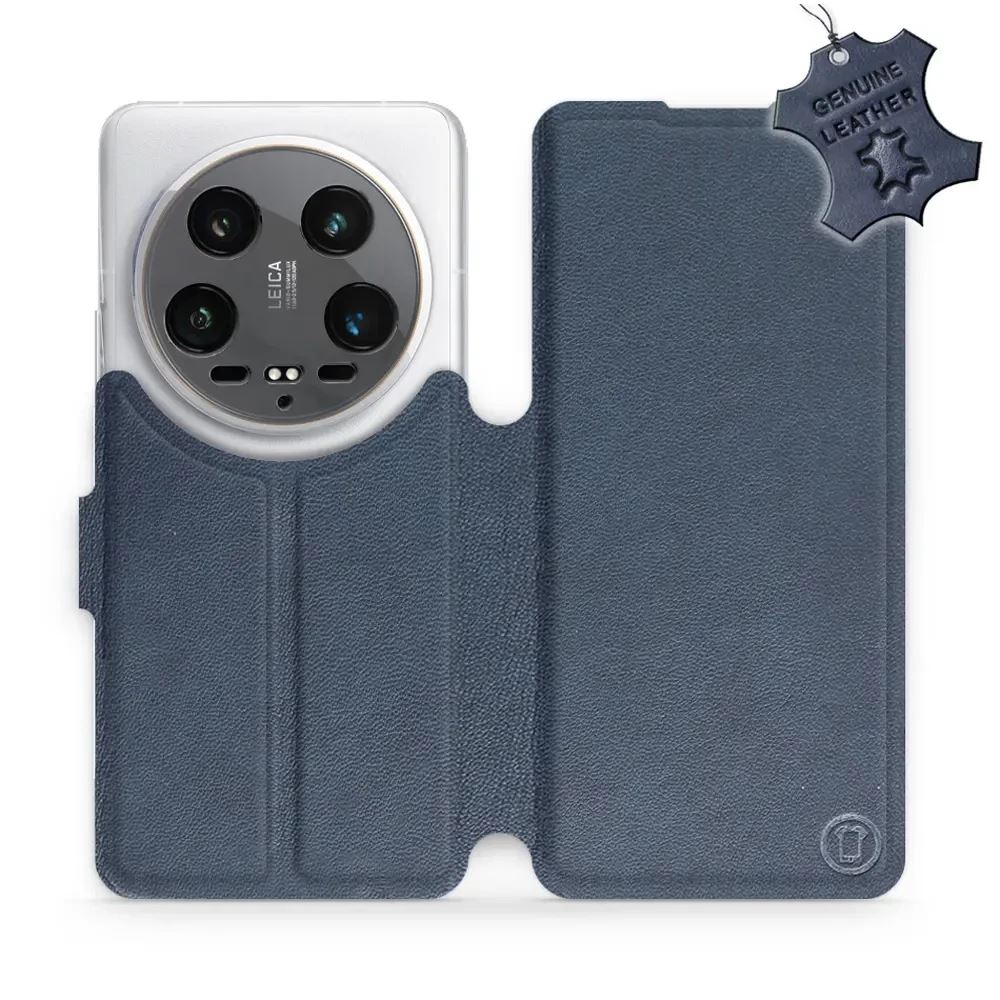 Kožené flip pouzdro Mobiwear - Xiaomi 14 Ultra 5G - Modré