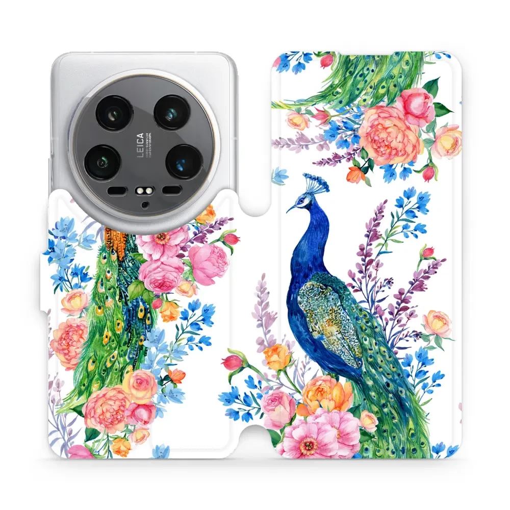 Flipové pouzdro Mobiwear - Xiaomi 14 Ultra 5G - MX08S Pávi