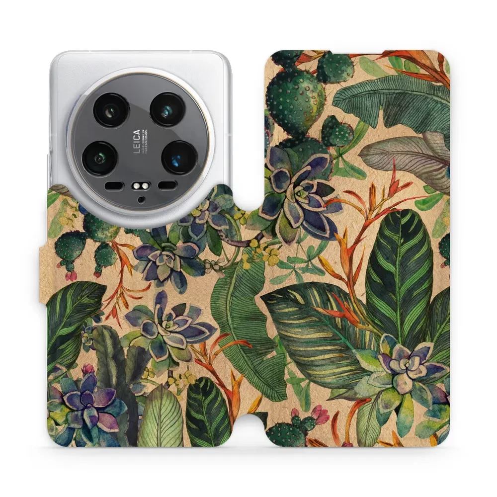 Flipové pouzdro Mobiwear - Xiaomi 14 Ultra 5G - VP05S Sukulenty
