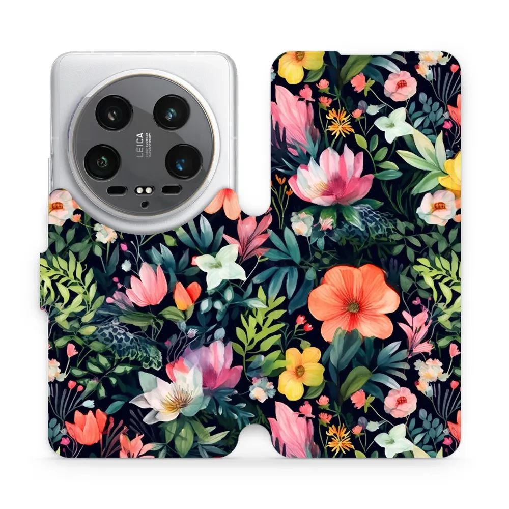 Flipové pouzdro Mobiwear - Xiaomi 14 Ultra 5G - VP48S Pestré kvítky