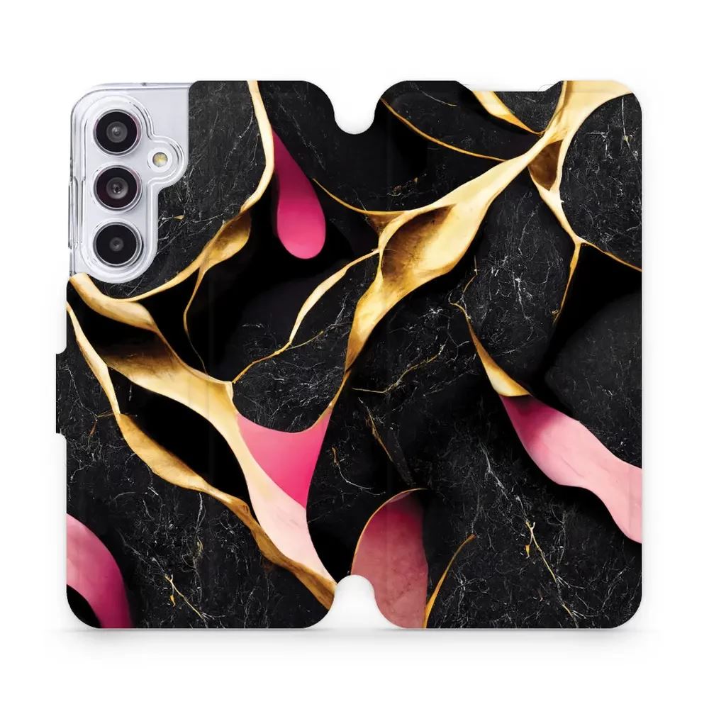 Flipové pouzdro Mobiwear - Samsung Galaxy A55 5G - VP35S Černý a zlatavý mramor