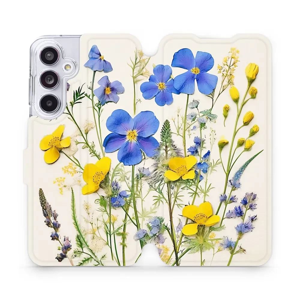 Flipové pouzdro Mobiwear - Samsung Galaxy A55 5G - VP41S Modré a žluté kvítky