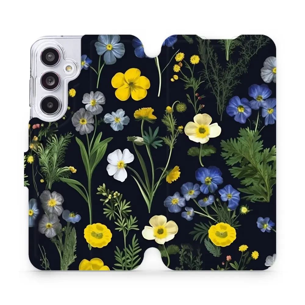 Flipové pouzdro Mobiwear - Samsung Galaxy A55 5G - VP47S Kvítky v černé