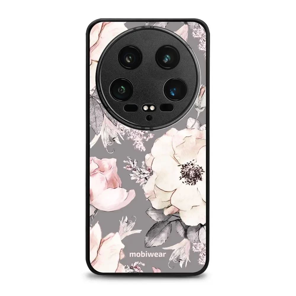 Lesklý kryt Mobiwear Glossy - Xiaomi 14 Ultra 5G - G034G - Květy na šedém pozadí