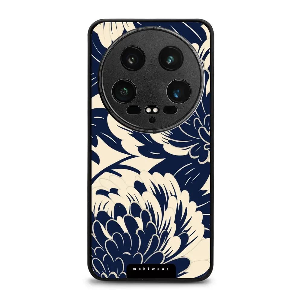 Lesklý kryt Mobiwear Glossy - Xiaomi 14 Ultra 5G - GA40G Modré a béžové květy