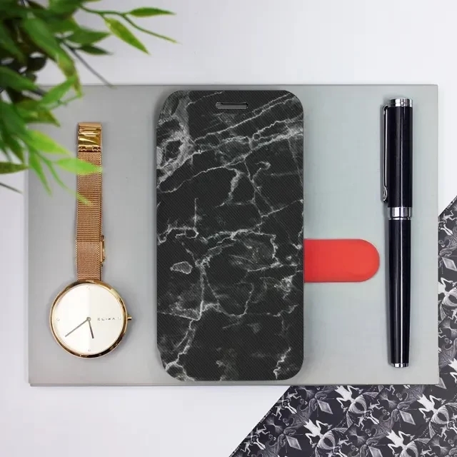 Flipové pouzdro Mobiwear - Samsung Galaxy A15 / A15 5G - V056P Černý mramor