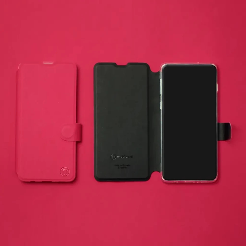 Flipové pouzdro Mobiwear Semiš - Samsung Galaxy A15 / A15 5G - Rudé  & Černé