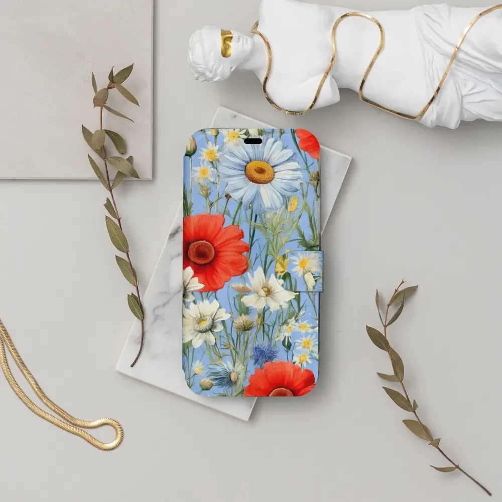 Flipové pouzdro Mobiwear - Samsung Galaxy A15 / A15 5G - VP44S Červené a bílé květy