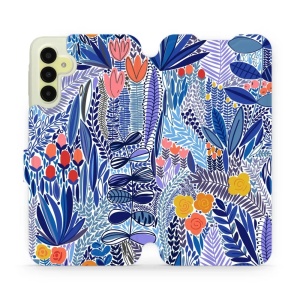 Flipové pouzdro Mobiwear - Samsung Galaxy A15 / A15 5G - MP03P Modrá květena