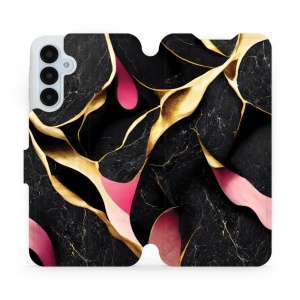 Flipové pouzdro Mobiwear - Samsung Galaxy A25 5G - VP35S Černý a zlatavý mramor