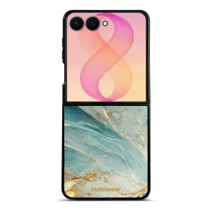 Lesklý kryt na mobil Samsung Galaxy Z Flip8 - Mobiwear Glossy G022G, zelenkavý a zlatavý mramor