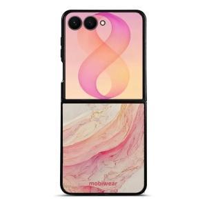Lesklý kryt na mobil Samsung Galaxy Z Flip8 - Mobiwear Glossy G027G, růžový a zlatavý mramor
