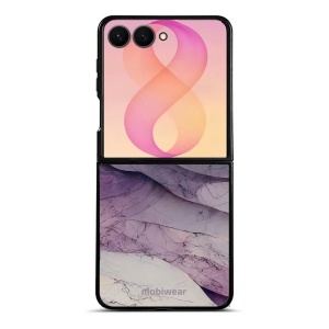 Lesklý kryt na mobil Samsung Galaxy Z Flip8 - Mobiwear Glossy G028G, bílý a fialový mramor