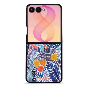 Lesklý kryt na mobil Samsung Galaxy Z Flip8 - Mobiwear Glossy G037G, modrá květena