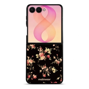 Lesklý kryt na mobil Samsung Galaxy Z Flip8 - Mobiwear Glossy G039G, květy na černé