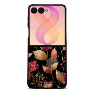 Lesklý kryt na mobil Samsung Galaxy Z Flip8 - Mobiwear Glossy G171G, zlatavé lístky a květy