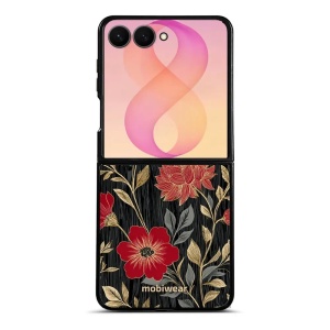 Lesklý kryt na mobil Samsung Galaxy Z Flip8 - Mobiwear Glossy G172G, červená kvítka
