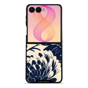 Lesklý kryt na mobil Samsung Galaxy Z Flip8 - Mobiwear Glossy GA40G, modré a béžové květy