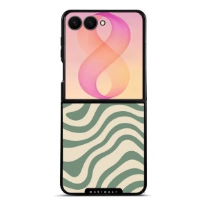 Lesklý kryt na mobil Samsung Galaxy Z Flip8 - Mobiwear Glossy GA57G, zelené a béžové zkrouceniny