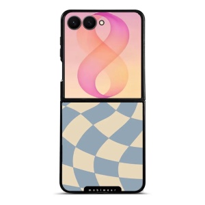 Lesklý kryt na mobil Samsung Galaxy Z Flip8 - Mobiwear Glossy GA59G, modrá a béžová šachovnice