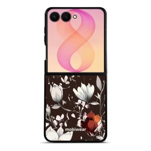 Lesklý kryt na mobil Samsung Galaxy Z Flip8 - Mobiwear Glossy GP72G, květy na hnědé