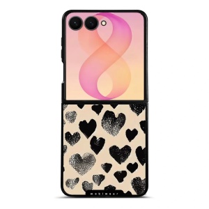 Lesklý kryt na mobil Samsung Galaxy Z Flip8 - Mobiwear Glossy GA51G, černá srdíčka