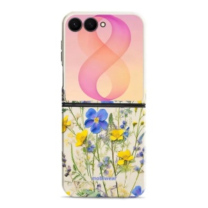 Odolný kryt na mobil Samsung Galaxy Z Flip8 - Mobiwear Elite Pro EP41E, modré a žluté kvítky