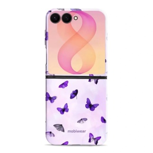 Odolný kryt na mobil Samsung Galaxy Z Flip8 - Mobiwear Elite Pro EP77E, fialoví motýlci
