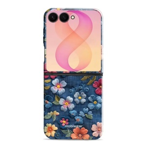 Odolný kryt na mobil Samsung Galaxy Z Flip8 - Mobiwear Elite Pro EB05E, květiny na denimu