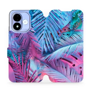 Flip pouzdro na mobil Xiaomi Redmi Note 17 - Mobiwear MG10S, fialové a modré listy