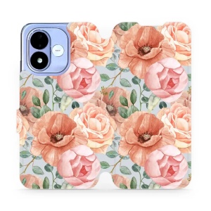 Flip pouzdro na mobil Xiaomi Redmi Note 17 - Mobiwear MP02S, pastelové květy