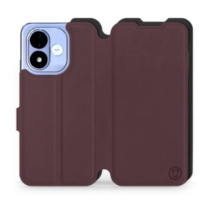 Flip pouzdro Mobiwear Semiš na mobil Xiaomi Redmi Note 17 - bordové & černé