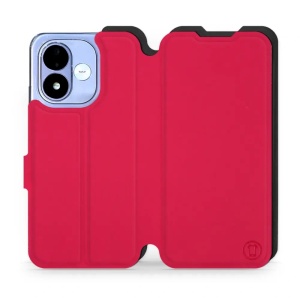 Flip pouzdro Mobiwear Semiš na mobil Xiaomi Redmi Note 17 - rudé & černé