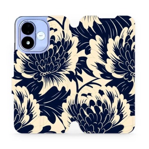 Flip pouzdro na mobil Xiaomi Redmi Note 17 - Mobiwear VA40S, modré a béžové květy