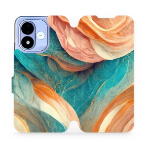 Flip pouzdro na mobil Xiaomi Redmi Note 17 - Mobiwear VP36S, azurový a oranžový mramor