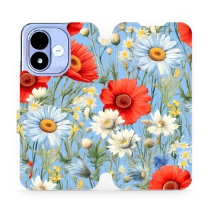 Flip pouzdro na mobil Xiaomi Redmi Note 17 - Mobiwear VP44S, červené a bílé květy