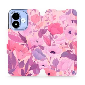 Flip pouzdro na mobil Xiaomi Redmi Note 17 - Mobiwear VP74S, růžové květy snů